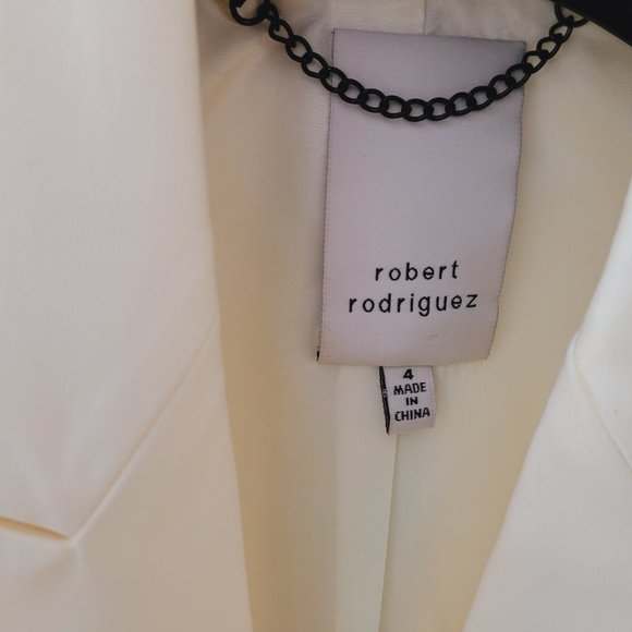 Robert Rodriguez Cream Cropped Cotton Blazer US 4 - Picture 2 of 16